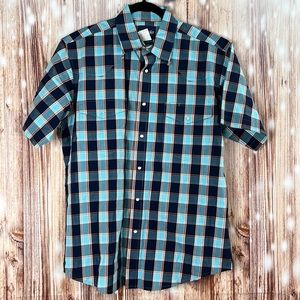Men’s Wrangler Plaid Short Sleeved Pearl Button Shirt Large